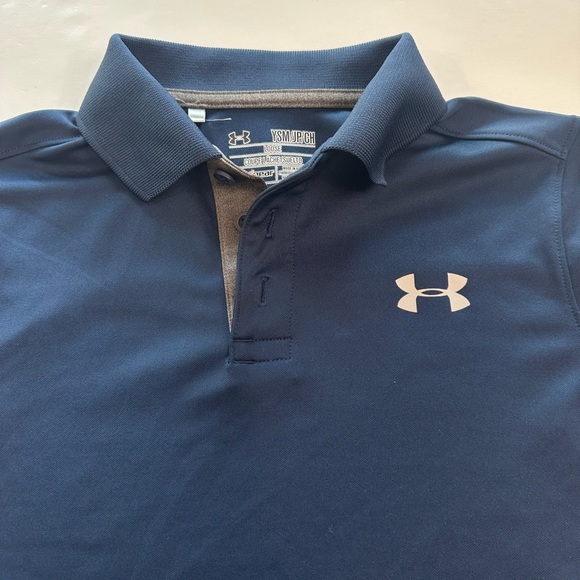 Under Armour Performance Polo Shirt Navy Youth Boys Size Medium - Picture 2 of 8